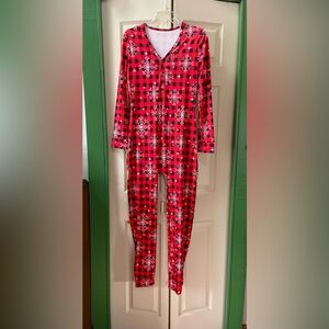 Red Plaid Snowflake Onesie